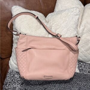 Vera Bradley Pebble grain leather Crossbody Vintage Rose Pink Carryall Like New!